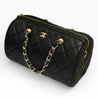 VIP/GWP Black Quilted Barrel Bag with Box