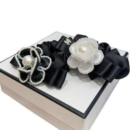 LOT 249 Black Pearl Floral Hair Scrunchy image 1