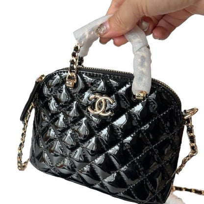 VIP/GWP Black Quilted Patent Shell Clutch with Box