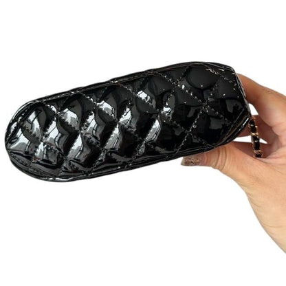 VIP/GWP Black Quilted Patent Shell Clutch with Box