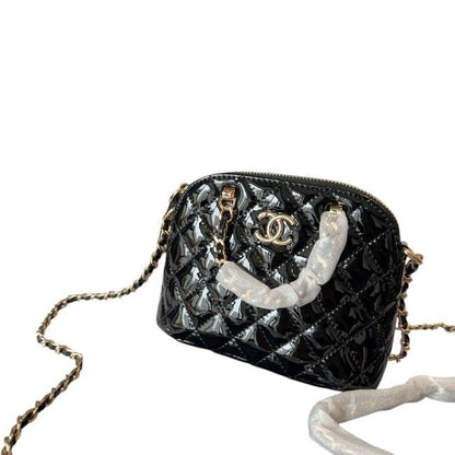 VIP/GWP Black Quilted Patent Shell Clutch with Box
