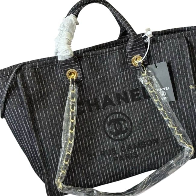 VIP/GWP Black Denim Deauville Tote & Pouch with Gift Bag