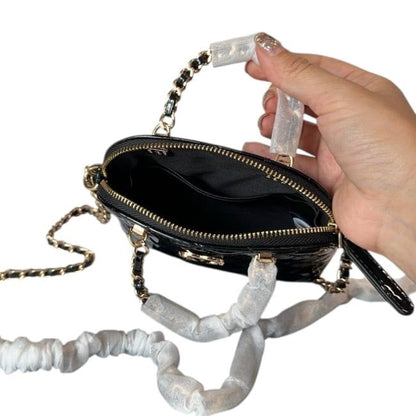 VIP/GWP Black Quilted Patent Shell Clutch with Box