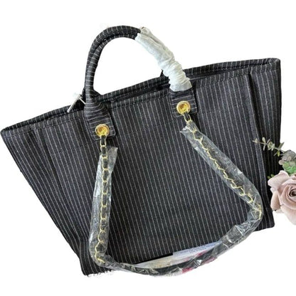 VIP/GWP Black Denim Deauville Tote & Pouch with Gift Bag