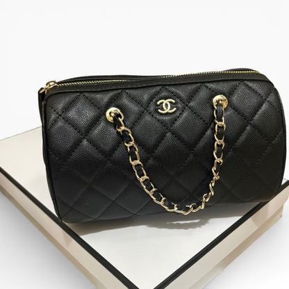 VIP/GWP Black Quilted Barrel Bag with Box
